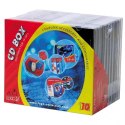 Box na 1 szt. CD/ DVD, przezroczysty, czarny tray, Logo, 10,4 mm, 10-pack