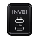 Ładowarka sieciowa INVZI GaN 2x USB-C, 45W, EU (czarna)