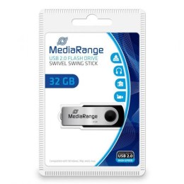 MediaRange USB pendrive, USB 2.0, 32GB, czarny, MR911, USB A, swivel / twister
