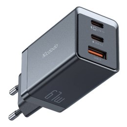 Ładowarka sieciowa GaN Mcdodo CH-1544, 2x USB-C, 1x USB, 67W + kabel USB-C do USB-C (czarna)