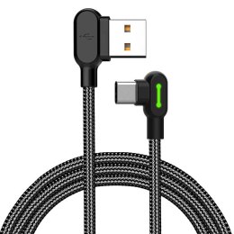 Kabel USB do USB-C kątowy Mcdodo CA-5283 LED, 3m (czarny)