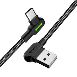Kabel USB do USB-C kątowy Mcdodo CA-5283 LED, 3m (czarny)