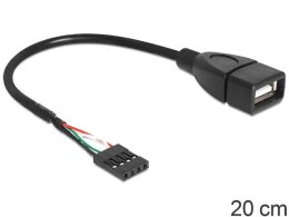 KABEL USB PIN HEADER(F) 4 PIN->USB-A(F) 2.0 20CM CZARNY DELOCK
