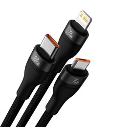 Kabel USB 3w1 Baseus USB-C + micro USB + Lightning 100W, 1.5m (czarny)