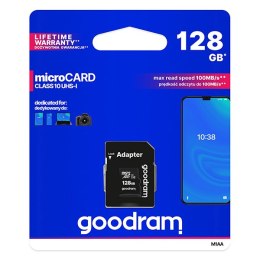 Goodram Karta pamięci Micro Secure Digital Card, 128GB, micro SDXC, M1AA-1280R12, UHS-I U1 (Class 10), z adapterm