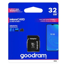 Goodram Karta pamięci Micro Secure Digital Card, 32GB, micro SDHC, M1AA-0320R12, UHS-I U1 (Class 10), z adapterm
