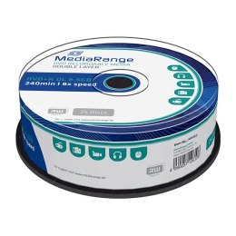 Mediarange DVD+R, MR469, 8.5GB, 8x, cake box, 25-pack, bez możliwości nadruku, 12cm, Double Layer, do archiwizacji danych