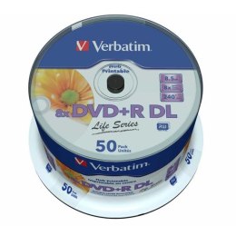 Verbatim DVD+R DL, Double Layer Inkjet Printable, 97693, 8.5GB, 8x, spindle, 50-pack, 12cm, do archiwizacji danych