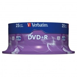 Verbatim DVD+R, Matt Silver, 43500, 4.7GB, 16x, spindle, 25-pack, bez możliwości nadruku, 12cm, do archiwizacji danych