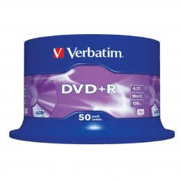 Verbatim DVD+R, Matt Silver, 43550, 4.7GB, 16x, spindle, 50-pack, bez możliwości nadruku, 12cm, do archiwizacji danych