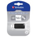 Verbatim USB pendrive USB 2.0, 16GB, PinStripe, Store N Go, czarny, 49063, USB A, z wysuwanym złączem