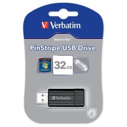 Verbatim USB pendrive USB 2.0, 32GB, PinStripe, Store N Go, czarny, 49064, USB A, z wysuwanym złączem