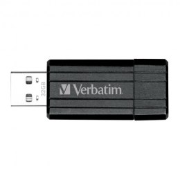 Verbatim USB pendrive USB 2.0, 32GB, PinStripe, Store N Go, czarny, 49064, USB A, z wysuwanym złączem