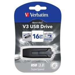 Verbatim USB pendrive USB 3.0, 16GB, V3, Store N Go, czarny, 49172, USB A, z wysuwanym złączem