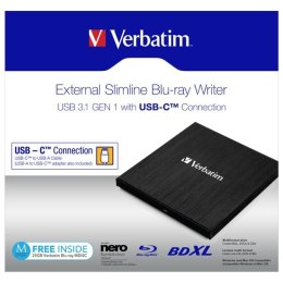 Verbatim externí Blu-Ray mechanika, 43889, USB 3.1, USB-C, 25GB MDISC GRATIS