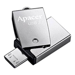 Apacer USB pendrive OTG, USB 3.0, 64GB, AH750, srebrny, AP64GAH750S-1, USB A / USB Micro B, z obrotową osłoną