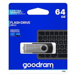 Goodram USB pendrive USB 2.0, 64GB, UTS2, czarny, UTS2-0640K0R11, USB A, z obrotową osłoną