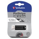 Verbatim USB pendrive USB 3.0, 128GB, PinStripe, Store N Go, czarny, 49319, USB A, z wysuwanym złączem