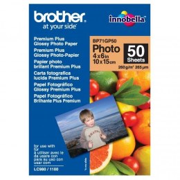 Brother Premium Glossy Photo Pa, foto papier, połysk, biały, 10x15cm, 4x6", 260 g/m2, 50 szt., BP71GP50, atrament