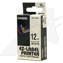 Casio oryginalny taśma do drukarek etykiet, Casio, XR-12WE1, czarny druk/biały podkład, nielaminowany, 8m, 12mm
