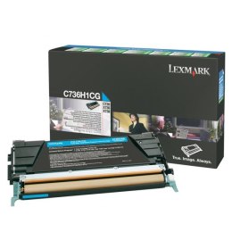 Lexmark oryginalny toner C736H1CG, cyan, 10000s, high capacity, return, Lexmark C736, X736, X738, O