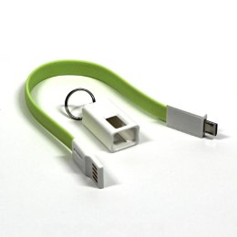 Logo USB kabel (2.0), USB A M - 0.2m, jasnozielona, blistr, breloczek na klucze