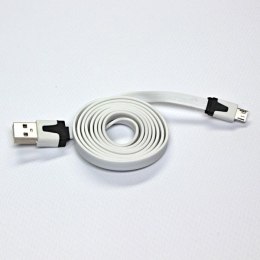 Logo USB kabel (2.0), USB A M - 1m, płaski, biały, blistr