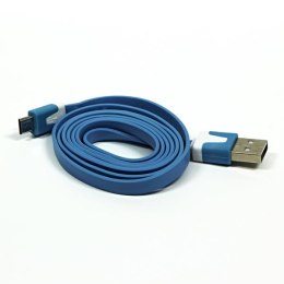 Logo USB kabel (2.0), USB A M - 1m, płaski, niebieski, blistr