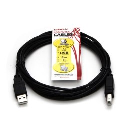 Logo USB kabel (2.0), USB A M - 3m, czarny
