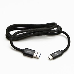 Logo USB kabel (3.2 gen 1), USB A M - 2m, 5 Gb/s, 5V/3A, czarny, box, oplot nylonowy, aluminiowa osłona złącza