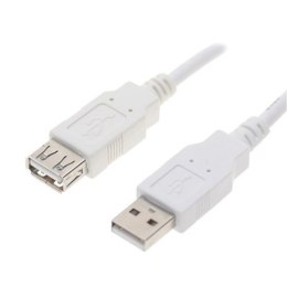 Przedłużacz USB (2.0), USB A M - USB A F, 0.3m, biała