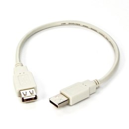 Przedłużacz USB (2.0), USB A M - USB A F, 0.3m, biała