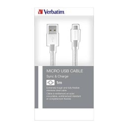 Verbatim USB kabel (2.0), USB A M - 1m, reversible, srebrny, box, 48862