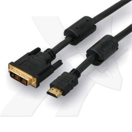 Video Kabel DVI (18+1) M - HDMI M, 10m, pozłacane końcówki, czarna