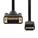 Video Kabel DisplayPort M - DVI (24+1) M, 2m, pozłacane złącza, czarny