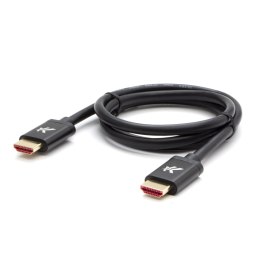 Video Kabel HDMI M - HDMI M, HDMI 2.1 - Ultra High Speed, 1m, pozłacane złącza, aluminiowa obudowa,, czarny, Logo 8K@60Hz, 48Gb/