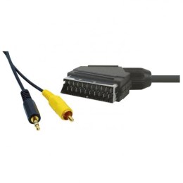 Video Kabel SCART M - CINCH M + Jack (3.5mm) M, 5m, czarny
