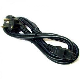 Kabel sieciowy 230V do zasilacza laptopa, CEE7 (widelec) - C5, 2m, VDE approved, czarny, Logo