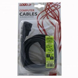 Kabel sieciowy 230V przedłużacz, C13 - C14, 3m, VDE approved, czarny, Logo, blistr
