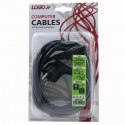 Kabel sieciowy 230V zasilacz, CEE7 (widelec) - C13, 3m, VDE approved, czarny, Logo