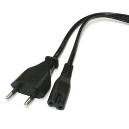 Kabel sieciowy 230V zasilacz, CEE7/16 (euro radiowy) - C7, 2m, VDE approved, czarny, 2-pinowe złącze