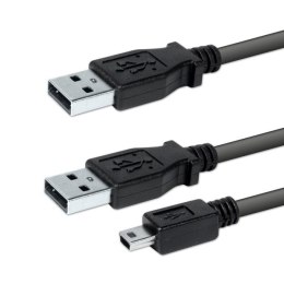 Logo USB kabel (2.0), 2x USB A (M) - 0.6m, czarny, blistr
