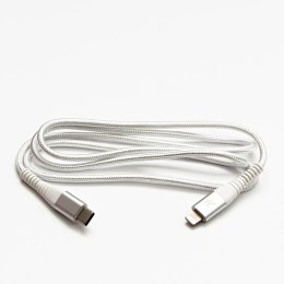 Logo USB kabel (2.0), Apple Lightning M, 2m, MFi certifikat, 5V/3A, biały, box, oplot nylonowy, aluminiowa osłona złącza