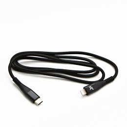 Logo USB kabel (2.0), Apple Lightning M, 2m, MFi certifikat, 5V/3A, czarny, box, oplot nylonowy, aluminiowa osłona złącza