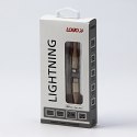 Logo USB kabel (2.0), Apple Lightning M, 2m, MFi certifikat, 5V/3A, złoty, box, oplot nylonowy, aluminiowa osłona złącza