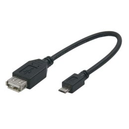 Logo USB kabel (2.0), USB A F, 0.2m, OTG, czarny