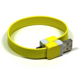 Logo USB kabel (2.0), USB A M - 0.25m, żółty, blistr, na nadgarstek