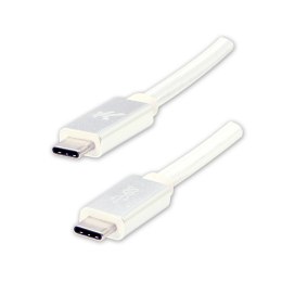Logo USB kabel (3.2 gen 1), 1m, 5 Gb/s, 5V/3A, biały, box, oplot nylonowy, aluminiowa osłona złącza