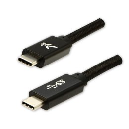Logo USB kabel (3.2 gen 1), 1m, 5 Gb/s, 5V/3A, czarny, box, oplot nylonowy, aluminiowa osłona złącza
