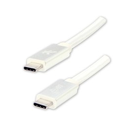 Logo USB kabel (3.2 gen 2), 1m, Power Delivery 100W, 10 Gb/s, 20V/5A, biały, box, oplot nylonowy, aluminiowa osłona złącza